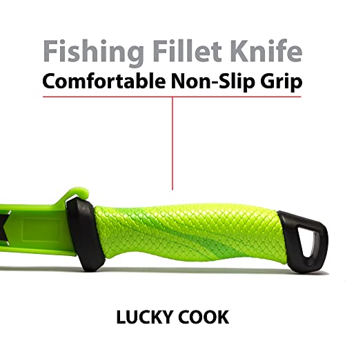 Lucky Cook Sharp Curved Fish Fillet Knife 6.5 inch, Flexible Thin and Sturdy Knife with Ergonomic Handle