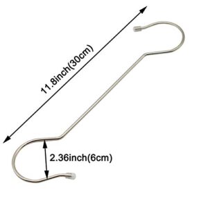 Maydahui 6PCS Extra Long 12" S Shaped Hooks Large Size Stainless Steel Metal Hooks for Bird Feeder, Plant Hanger, Tree Branch Hook, Clothes, Outdoor Lights