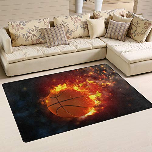 ALAZA Basketball on Fire Space Area Rug Rug Carpet for Living Room Bedroom 31 x 20 inches