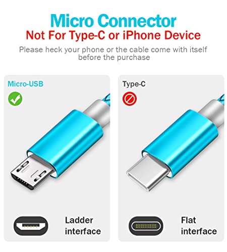 Micro USB Cable 2pack 6ft Android Charger Cord Fast Quick Charging for Samsung 2016 Tab A 7.0 10.1, E 8.0, Kindle Fire Hd Hdx 7 8 10 Tablet, Phones Galaxy S7 S6 Edge, Note 5/4, J7 J3 Prime Star Pro