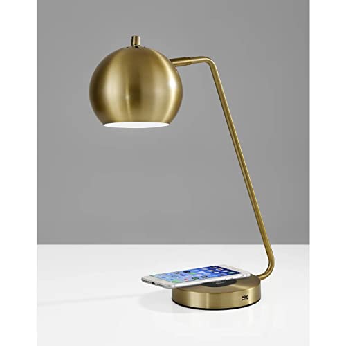 Adesso 5131-21 Emerson Desk Lamp Wireless Charging, 7W LED, 5W QI, USB Port, Indoor Lighting Lamps
