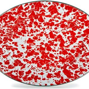 Golden Rabbit Enamelware - Red Swirl Pattern - 12 x 16 Oval Platter