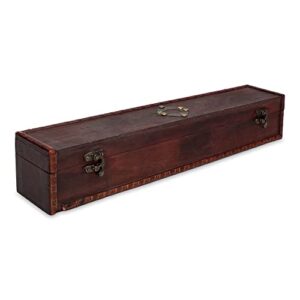 cottage garden witch wizard handcrafted wood magic wand box, 18 inch, mahogany medallion