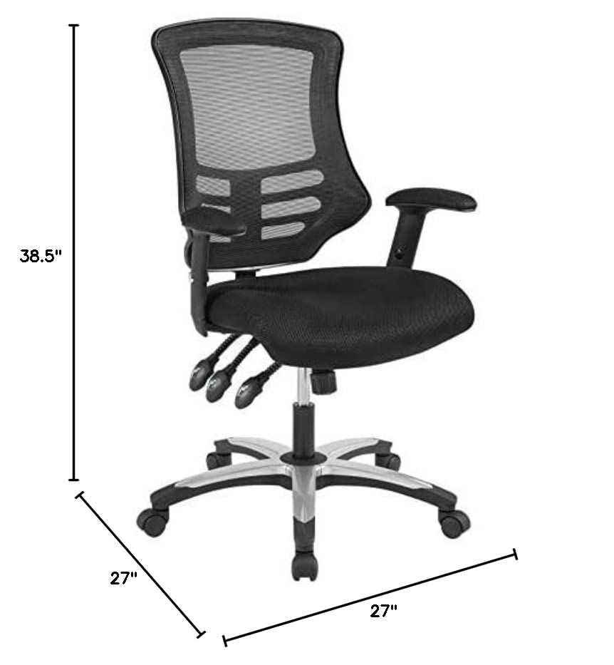 Modway Calibrate Mesh Adjustable Computer Desk Office Chair in Black