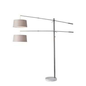 adesso 5275-22 manhattan two-arm arc lamp, 78-102 in., 2 x 150w incandescent/ 13w cfl, brushed steel, 1 floor lamp