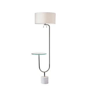 adesso 5426-22 sloan shelf floor lamp, 65 in., 2 x 60w incandescent/ 13w cfl, polished nickel, 1 floor lamp