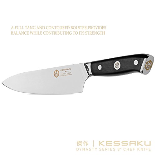 KESSAKU Chef Knife - 8 inch - Dynasty Series - Razor Sharp Kitchen Knife - Forged ThyssenKrupp German High Carbon Stainless Steel - G10 Garolite Handle with Blade Guard