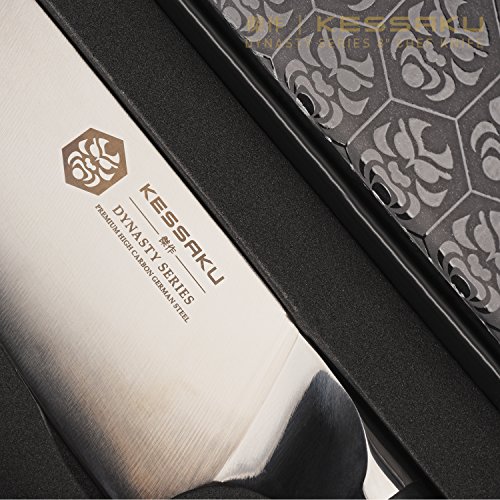 KESSAKU Chef Knife - 8 inch - Dynasty Series - Razor Sharp Kitchen Knife - Forged ThyssenKrupp German High Carbon Stainless Steel - G10 Garolite Handle with Blade Guard