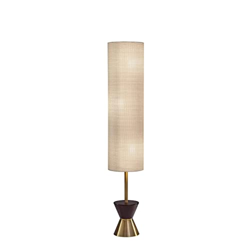 Adesso 4269-21 Carmen Floor Lantern, 59 in, 3 x 100W Incandescent/20W CFL, Walnut Rubberwood/Antique Brass Finish, 1 Floor Lamp