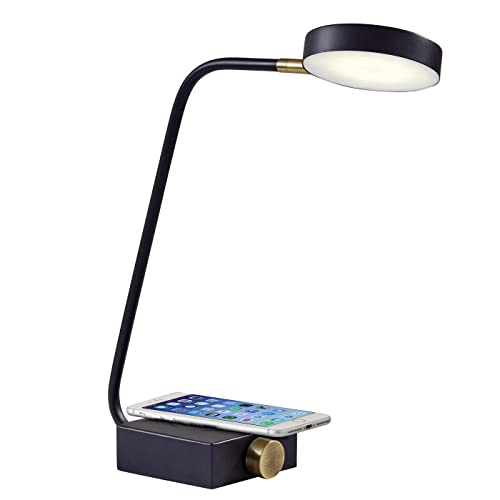 Adesso 3618-01 Conrad LED Desk Lamp Wireless Charging, 7W LED, 5W QI, USB Port, Indoor Lighting Lamps