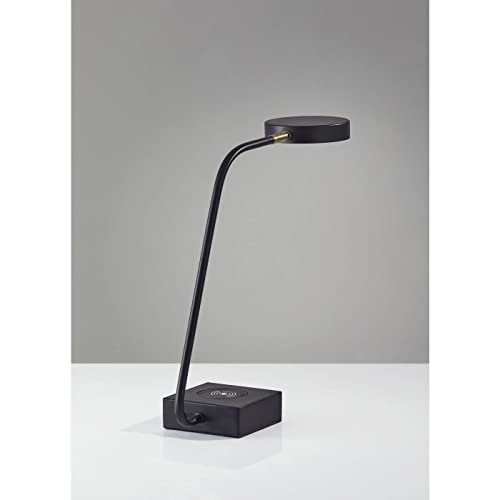 Adesso 3618-01 Conrad LED Desk Lamp Wireless Charging, 7W LED, 5W QI, USB Port, Indoor Lighting Lamps