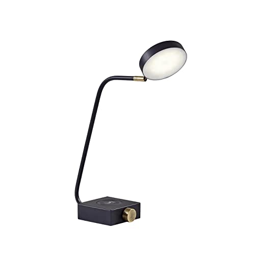 Adesso 3618-01 Conrad LED Desk Lamp Wireless Charging, 7W LED, 5W QI, USB Port, Indoor Lighting Lamps