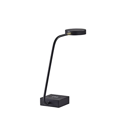 Adesso 3618-01 Conrad LED Desk Lamp Wireless Charging, 7W LED, 5W QI, USB Port, Indoor Lighting Lamps