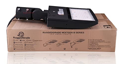 RuggedGrade High Voltage 277-480V - 150 Watt LED NextGen III Parking Lot Lights - 21,000 Lumen - 5000K - Slip fit Mount - Black - No Photocell