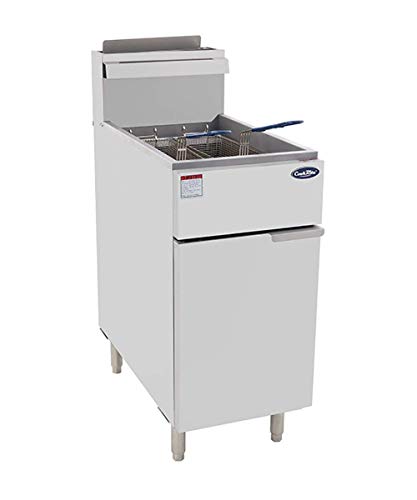 CookRite ATFS-40 Commercial Deep Fryer with Baskets 3 Tube Stainless Steel Liquid Propane Floor Fryers-90000 BTU