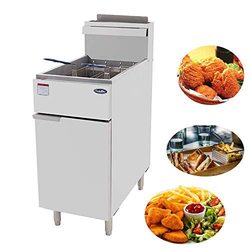 CookRite ATFS-40 Commercial Deep Fryer with Baskets 3 Tube Stainless Steel Liquid Propane Floor Fryers-90000 BTU