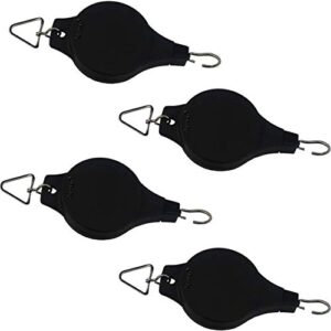 ogrmar plant pulley retractable pulley plant hanger hanging flower basket hook hanger for garden baskets pots and birds feeder in different height lower and raise pack of 4 (black x4)