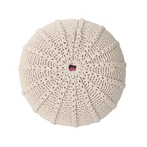 Christopher Knight Home Agatha Knitted Cotton Pouf, Beige