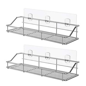 odesign adhesive bathroom shelf organizer shower caddy kitchen spice rack wall mounted no drilling sus304 stainless steel rustproof - 2 pack