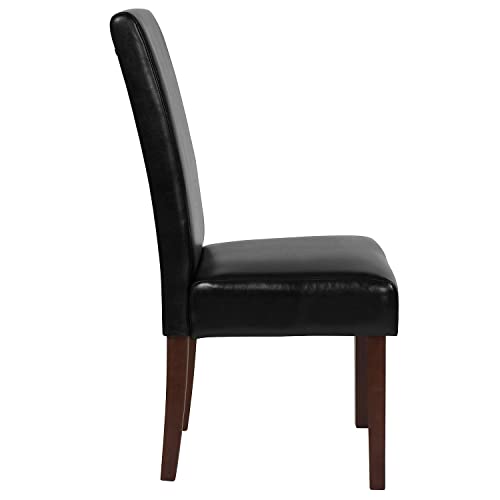 Flash Furniture Greenwich Series Black LeatherSoft Upholstered Panel Back Mid-Century Parsons Dining Chair