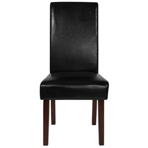 Flash Furniture Greenwich Series Black LeatherSoft Upholstered Panel Back Mid-Century Parsons Dining Chair