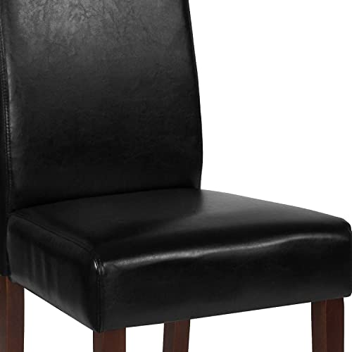 Flash Furniture Greenwich Series Black LeatherSoft Upholstered Panel Back Mid-Century Parsons Dining Chair