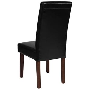 Flash Furniture Greenwich Series Black LeatherSoft Upholstered Panel Back Mid-Century Parsons Dining Chair