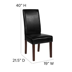 Flash Furniture Greenwich Series Black LeatherSoft Upholstered Panel Back Mid-Century Parsons Dining Chair