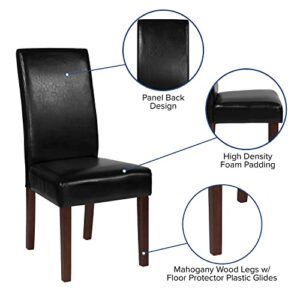 Flash Furniture Greenwich Series Black LeatherSoft Upholstered Panel Back Mid-Century Parsons Dining Chair