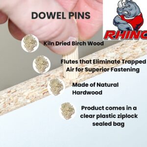 100 Pack 1/4" x 2" Wooden Dowel Pins Wood Kiln Dried Fluted and Beveled, Made of Hardwood