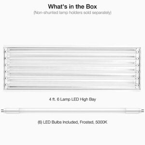 Four-Bros Lighting LED High Bay Light 6 Lamp 5000K Daylight White, 5 Year Warranty, Industrial Grade, Warehouse, Shop, Garage Lighting - UL Listed, DLC Approved, Made in USA, BAA Certified, Pack of 6