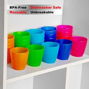 Honla 8 oz Kids Cups,Set of 20 Small Plastic Cups for Kids,BPA Free Cups,Dishwasher Safe,Reusable and Unbreakable Children Drinking Cups Tumblers in 5 Assorted Colors