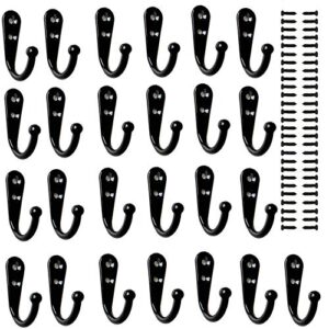 painistic 25 pieces wall mounted coat hook robe hooks cloth hanger coat hanger coat hooks rustic hooks and 54 pieces screws for bath kitchen garage single coat hanger black color
