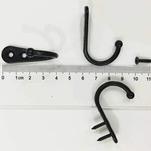 PAINISTIC 25 Pieces Wall Mounted Coat Hook Robe Hooks Cloth Hanger Coat Hanger Coat Hooks Rustic Hooks and 54 Pieces Screws for Bath Kitchen Garage Single Coat Hanger Black Color