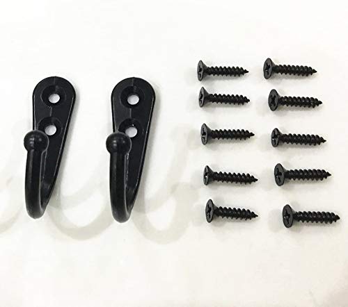 PAINISTIC 25 Pieces Wall Mounted Coat Hook Robe Hooks Cloth Hanger Coat Hanger Coat Hooks Rustic Hooks and 54 Pieces Screws for Bath Kitchen Garage Single Coat Hanger Black Color