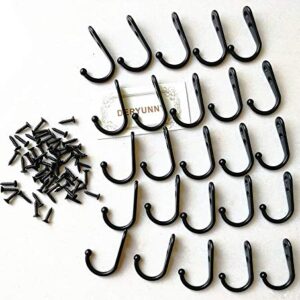 PAINISTIC 25 Pieces Wall Mounted Coat Hook Robe Hooks Cloth Hanger Coat Hanger Coat Hooks Rustic Hooks and 54 Pieces Screws for Bath Kitchen Garage Single Coat Hanger Black Color