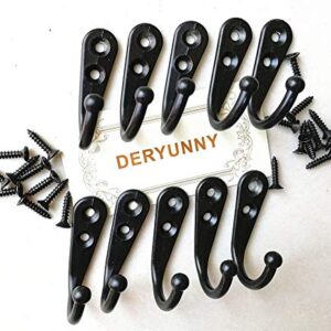 PAINISTIC 25 Pieces Wall Mounted Coat Hook Robe Hooks Cloth Hanger Coat Hanger Coat Hooks Rustic Hooks and 54 Pieces Screws for Bath Kitchen Garage Single Coat Hanger Black Color