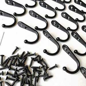 PAINISTIC 25 Pieces Wall Mounted Coat Hook Robe Hooks Cloth Hanger Coat Hanger Coat Hooks Rustic Hooks and 54 Pieces Screws for Bath Kitchen Garage Single Coat Hanger Black Color