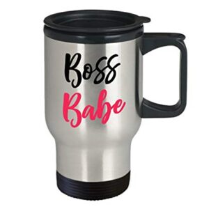 Boss Babe Travel Mug - Funny Tea Hot Cocoa Coffee Insulated Tumbler - Novelty Birthday Christmas Anniversary Gag Gifts Idea