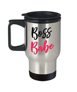 boss babe travel mug - funny tea hot cocoa coffee insulated tumbler - novelty birthday christmas anniversary gag gifts idea
