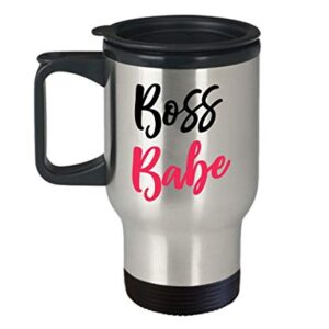 Boss Babe Travel Mug - Funny Tea Hot Cocoa Coffee Insulated Tumbler - Novelty Birthday Christmas Anniversary Gag Gifts Idea