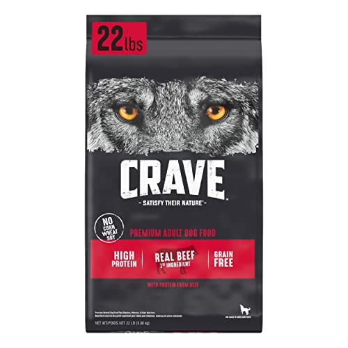 CRAVE Grain Free High Protein Adult Dry Dog Food, Beef, 22 lb. Bag