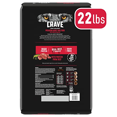 CRAVE Grain Free High Protein Adult Dry Dog Food, Beef, 22 lb. Bag
