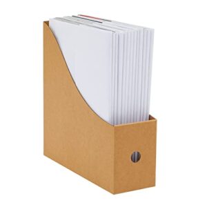 Juvale 8 Pack Kraft Paper Material Cardboard Magazine Holder with Labels for Bookshelf, Desktop File Organizer for Documents (3.5 x 10.2 x 10.6 In)