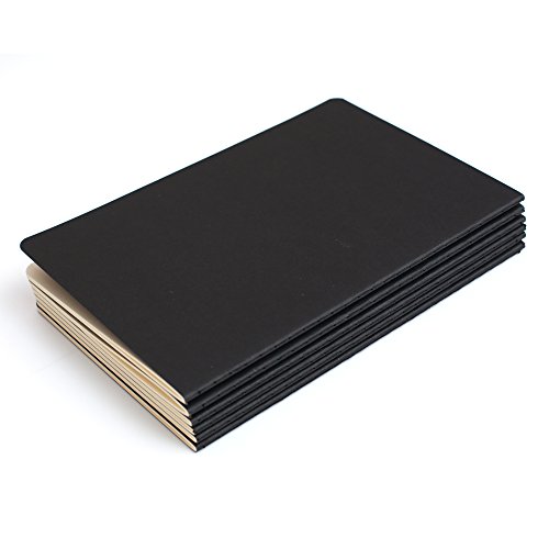 TWONE 6 Pack Notebooks Journal - 60 Blank Page/30 Sheets, Premium Thick Paper Soft Cover Journal for Travel, Office, Work, Office, Home, School, Business Writing, 5.5” x 8.25” (Black)