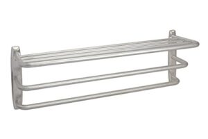 fpl oversized 28 inch stainless steel hotel towel rack & shelf in brushed stainless steel finish