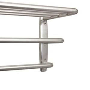 FPL Oversized 28 Inch Stainless Steel Hotel Towel Rack & Shelf in Brushed Stainless Steel Finish