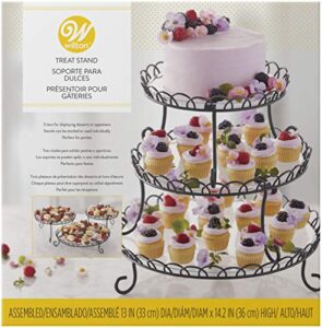 wilton 3-tier customizable scalloped dessert and cake stand, 13-inch,metal