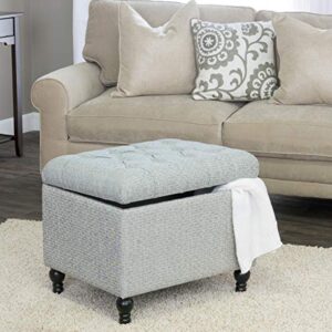 Homepop Home Decor | Upholstered Button Tufted Storage Ottoman | Hinged Lid Ottoman with Storage for Living Room & Bedroom | Decorative Home Furniture (Grey) Medium