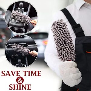 Car Duster Interior by TAKAVU, 360° Microfiber Fingers, Unbreakable Comfort Handle, Lint and Scratch Free, Include Microfiber Towel, for Car & Home Use, The Best Auto Accessories